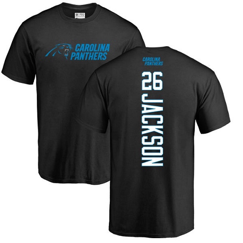 Carolina Panthers Men Black Donte Jackson Backer NFL Football #26 T Shirt->carolina panthers->NFL Jersey